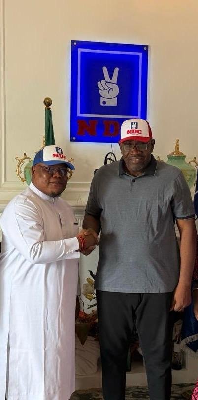 L-R: Hon. Francis Barthlomew Chima, (OmoBarca); Sen. Seriake Dickson, National Leader of NDC Party